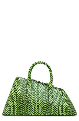 The Attico 24H Leather Top Handle Bag in Fluo Green/Black