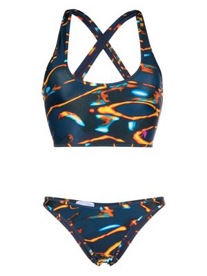 The Attico abstract-print two-piece bikini set - Blue