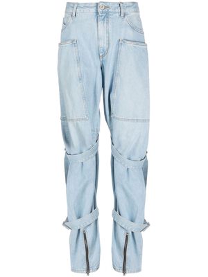 The Attico Alec high-waisted buckled jeans - Blue
