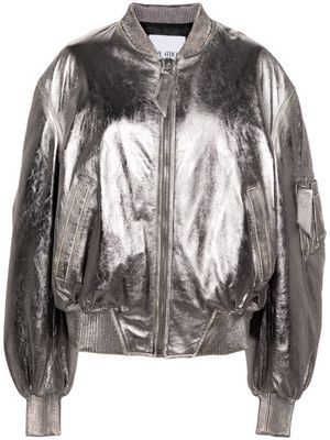 The Attico Anja metallic leather bomber jacket - Silver