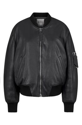 The Attico Anja Punk Oversize Leather Bomber Jacket in Black