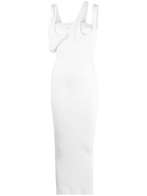 The Attico asymmetric-neckline ribbed dress - White