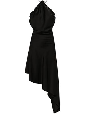 The Attico asymmetric satin midi dress - Black
