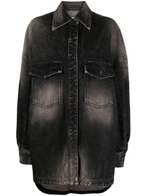 The Attico bleached-effect denim coat - Black