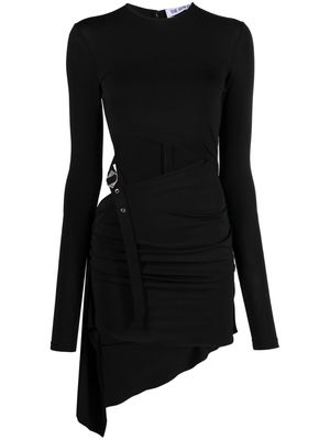 The Attico buckle-detailed jersey dress - Black