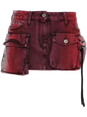 The Attico cargo denim miniskirt - Red