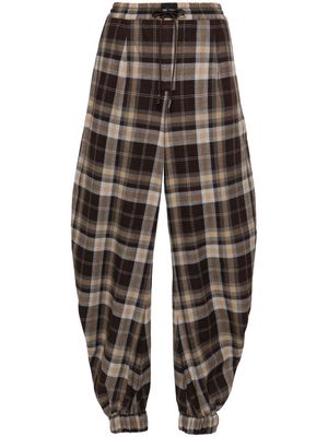The Attico checked cotton-blend track pants - Brown