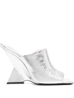 The Attico Cheope 105mm laminated leather mules - Silver