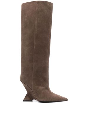 The Attico Cheope 105mm suede boots - Brown