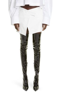 The Attico Cloe Lambskin Leather Wrap Miniskirt in White
