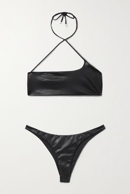 The Attico - Coated Halterneck Bikini - Black