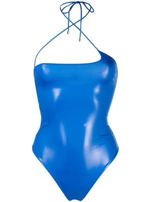 The Attico - Coated Halterneck Swimsuit - Blue