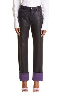The Attico Coated Straight Leg Jeans in Black/Violet