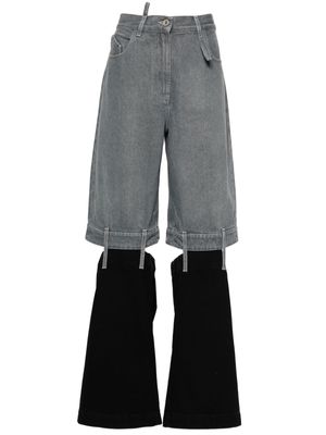 The Attico contrast-panel wide-leg jeans - Grey