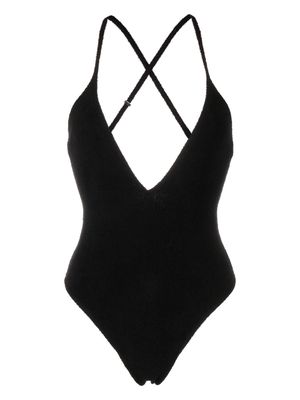 The Attico crossover-strap swimsuit - Black
