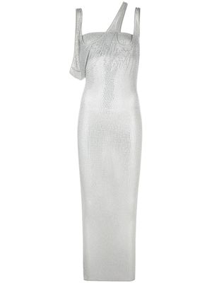 The Attico crystal-embellished semi-sheer dress - Grey