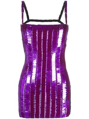 The Attico crystal open-back minidress - Purple