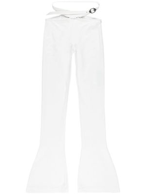 The Attico cut-out buckle-fastening flared trousers - White