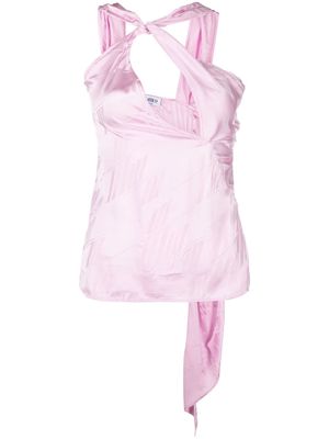 The Attico cut-out detailed satin blouse - Pink