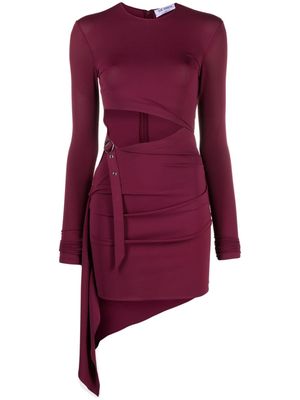 The Attico cut-out draped stretch-jersey minidress - Red