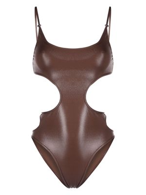 The Attico cut-out open-back swimsuit - Brown