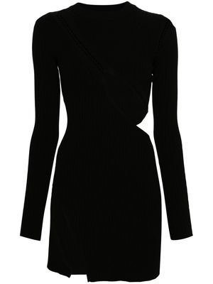 The Attico cut-out ribbed-knit minidress - Black