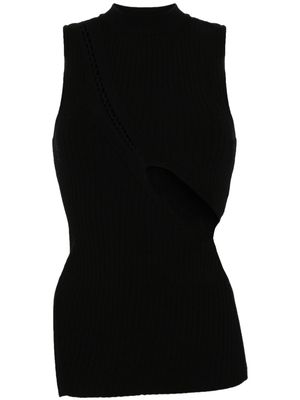 The Attico cut-out ribbed-knit tank top - Black
