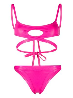The Attico cut-out wraparound bikini - Pink