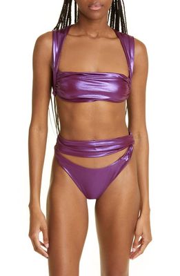 The Attico Cutout Twist Detail Two-Piece Swimsuit in Bouganville