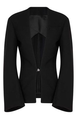 The Attico Dallas Crystal Clasp Wool Blend Blazer in Black