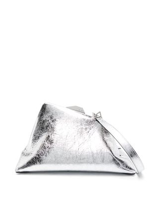 The Attico Day Off metallic leather clutch bag - Silver