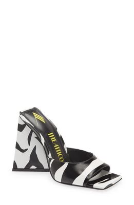 The Attico Devon Stripe Slide Sandal in White/Black