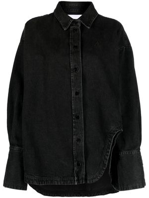 The Attico Diana logo-embroidered denim shirt - Black
