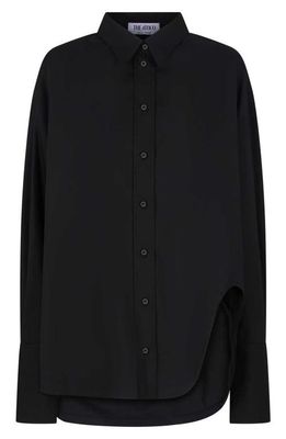 The Attico Diana Oversize Split Hem Cotton Button-Up Shirt in Black