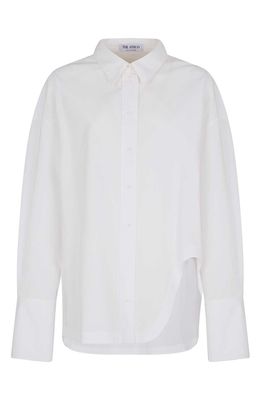 The Attico Diana Oversize Split Hem Cotton Button-Up Shirt in White