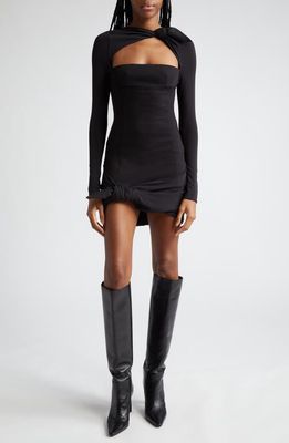 The Attico Donnie Long Sleeve Stretch Jersey Minidress in Black