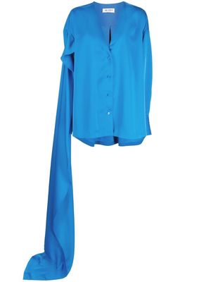 The Attico draped-detail long-sleeve shirt - Blue