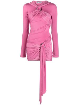 The Attico draped long-sleeve minidress - Pink