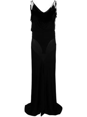 The Attico draped semi-sheer maxi dress - Black