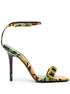 The Attico embellished snake-effect sandals - Yellow