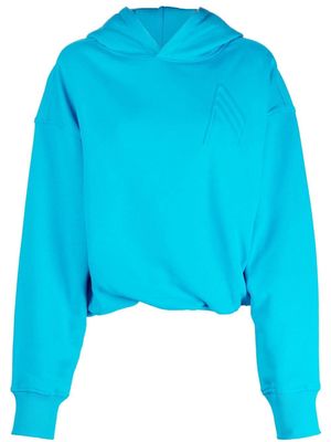 The Attico embossed-logo cotton hoodie - Blue