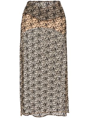The Attico embroidered semi-sheer skirt - Brown