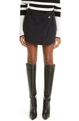 The Attico Eudra Asymmetric Denim Miniskirt in Black