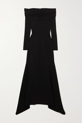 The Attico - Fanny Cold-shoulder Asymmetric Jersey Gown - Black