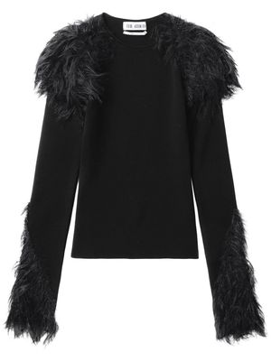 The Attico faux-fur detail long-sleeve jumper - Black