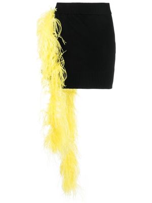 The Attico feather-embellished mini skirt - Black