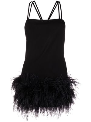 The Attico feather-trim mini dress - Black