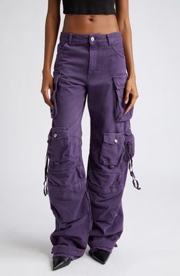 The Attico Fern High Waist Denim Cargo Pants in Purple