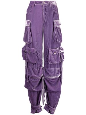The Attico Fern low-rise velvet cargo pants - Purple