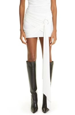 The Attico Fran Second Skin Cascade Detail Jersey Miniskirt in White